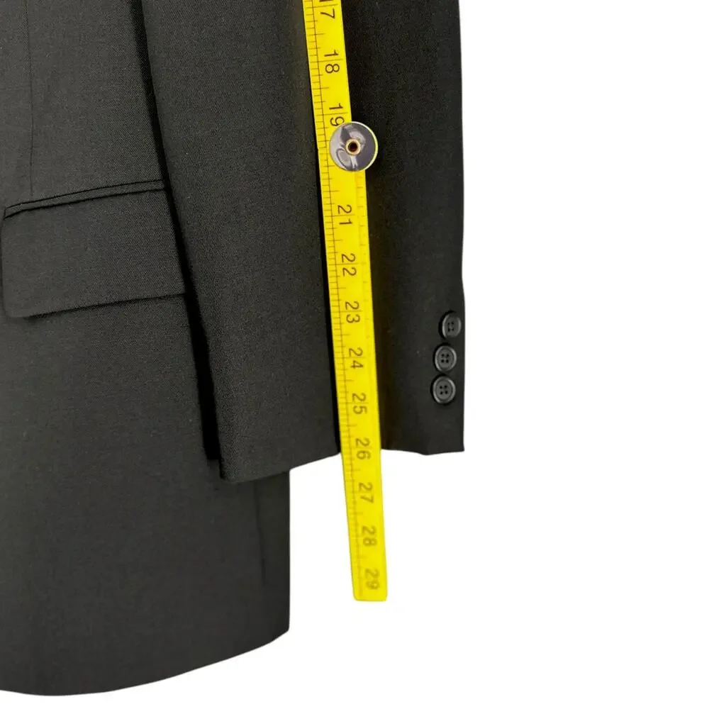 Evan Picone Black Two Button‎ Closure Notched Lapels Flap Pockets Blazer 41L
